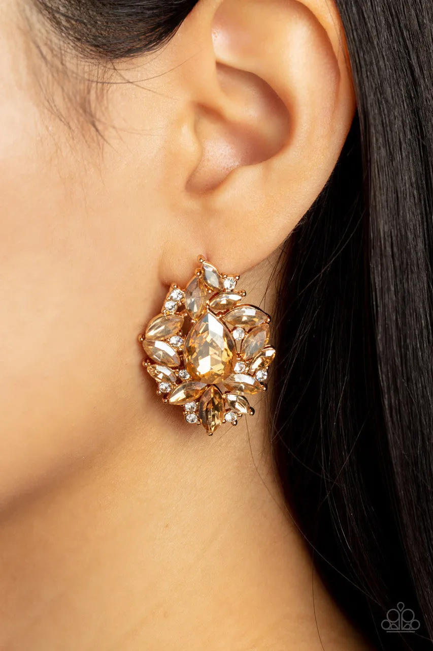 We All Scream for ICE QUEEN - Gold - Teardrop Gem Paparazzi Post Earrings