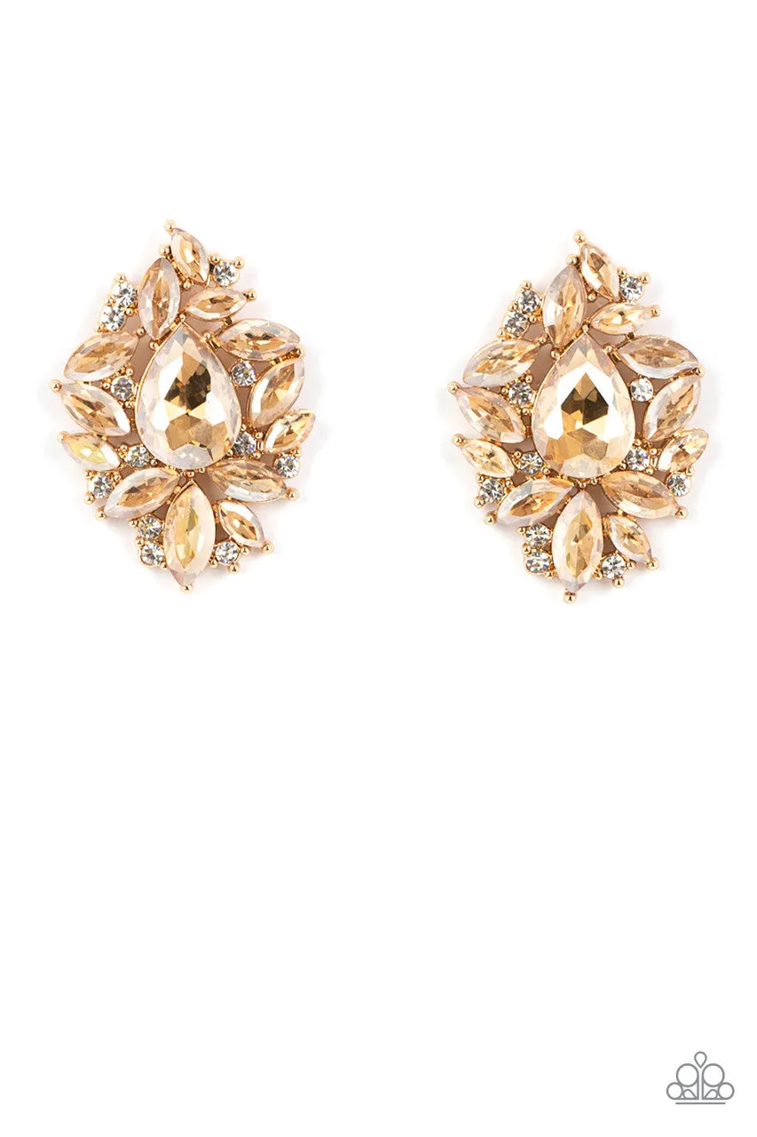 We All Scream for ICE QUEEN - Gold - Teardrop Gem Paparazzi Post Earrings