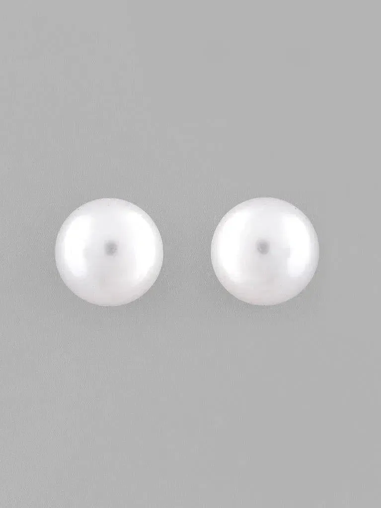 White Circular Studs Earrings-VOJ121
