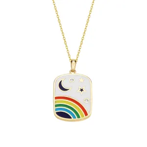 WHITE ENAMEL GALAXY NECKLACE