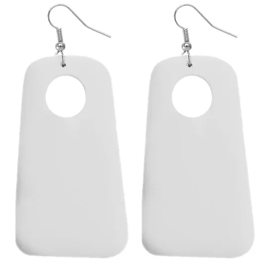 White Wooden Circular Cutout Drop Earrings