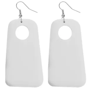 White Wooden Circular Cutout Drop Earrings