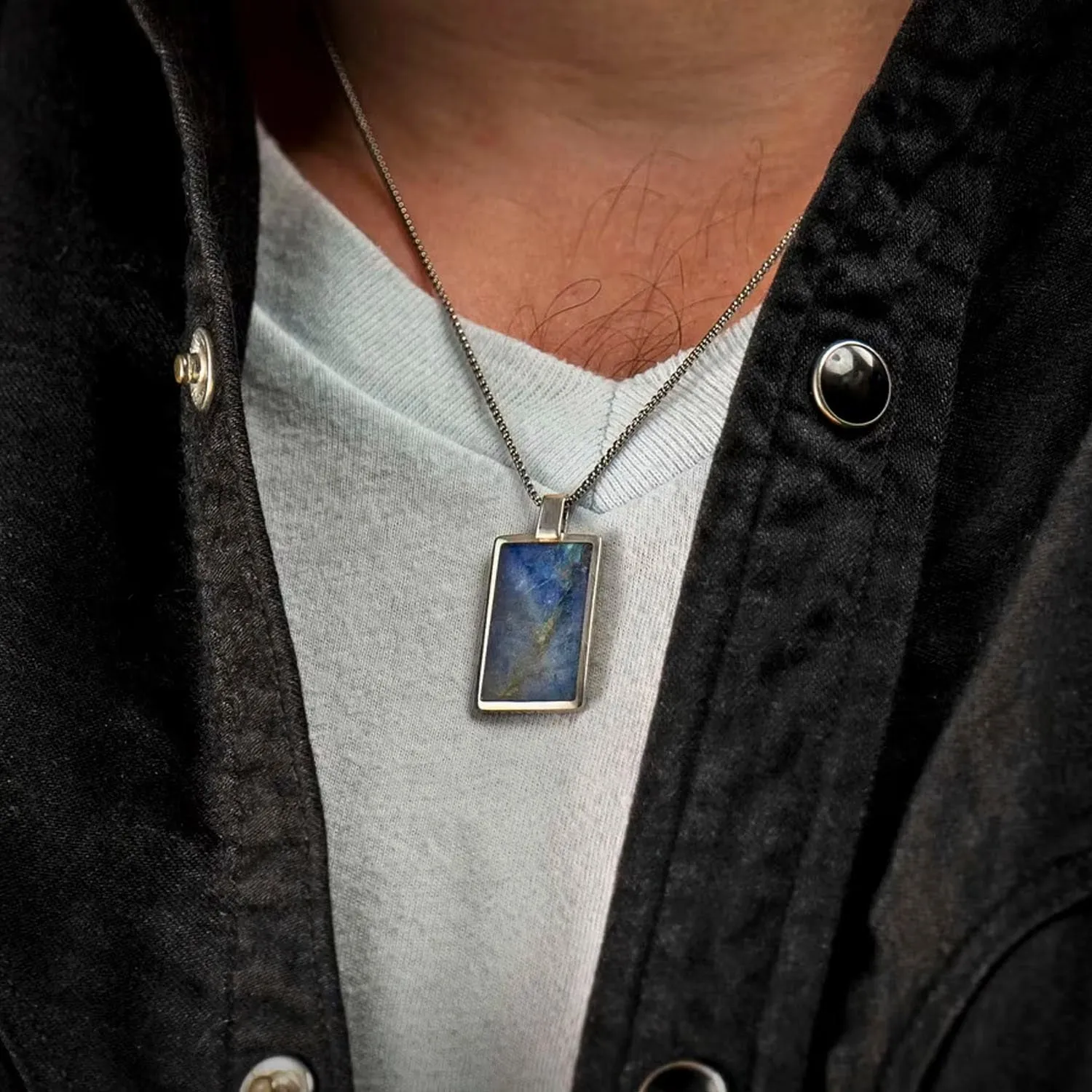 William Henry Labradorite Shift Sterling Silver Necklace - P44 LAB-22