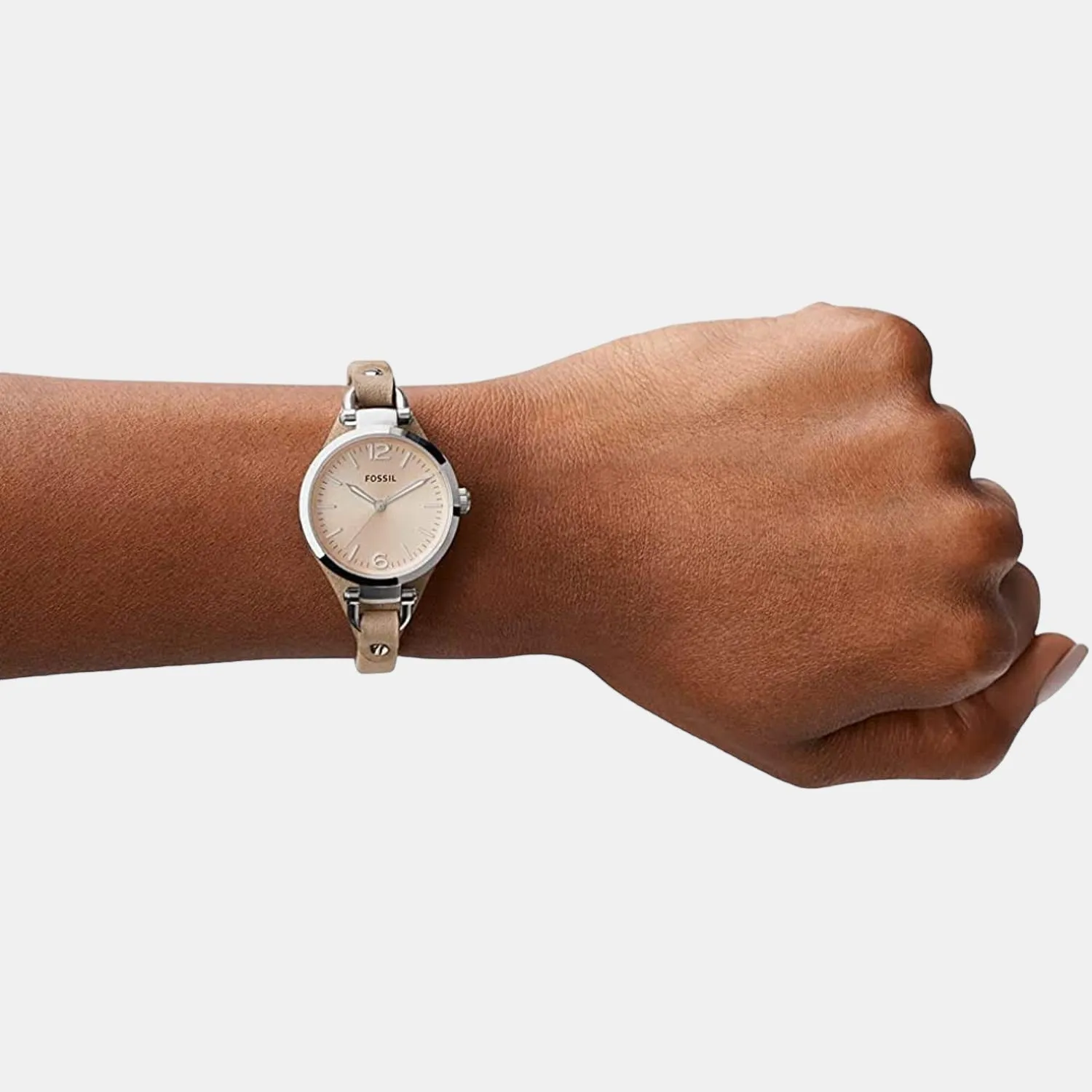 Women's Beige Analog Leather Watch ES2830