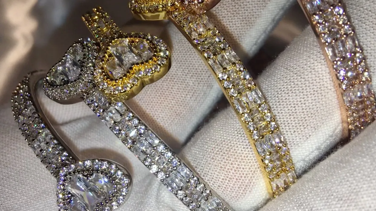 Womens Bracelet | Iced Out Bracelet | Heart Bracelet | Diamond Bracelet | Baguette Bracelet | Iced Out Bracelets | Cuff Bracelet | Bangle
