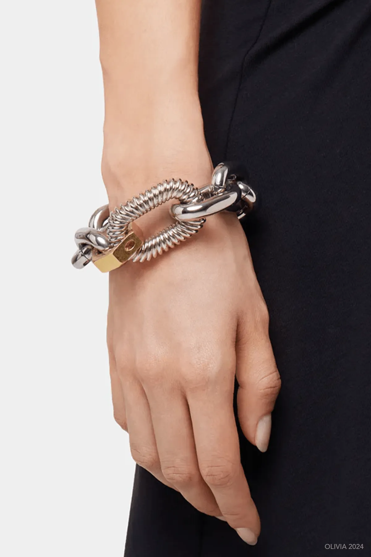 XL Link Animation Godron Bracelet in Silver Gold
