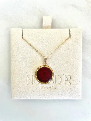 YSL Pendant Necklace- BURGUNDY
